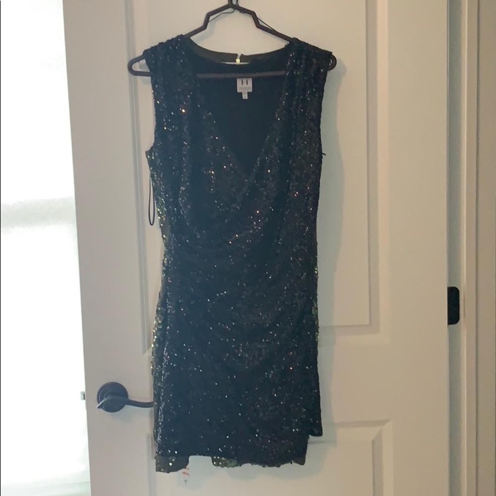 Halston Heritage black sequin mini